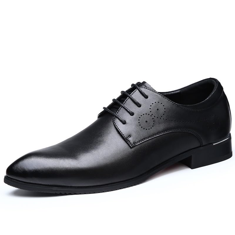 Non Slip Dress Shoes for Mens Formal Oxford Shoes for Men Lace Up Pointed Toe Leather Shoes Rubber Sole Low Top Slip Resistant Anti-Slip Block Heel Wedding2