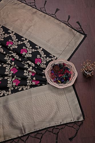 Image of DEVANGI Women's Woven Jacquard Banarasi Silk Printed Dupatta /Chunni with Meena Work, Width 1 Meter, Length 2.5 Meter
