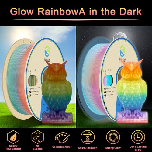 Image of YOUSU PLA Filament Glow in The Dark Multicolor,Rainbow PLA Filament, Gradient 3D Printer Filament Color Change, 1kg(2.2lbs) Spool.
