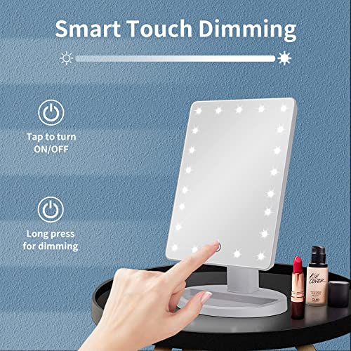 PUVLISZ Makeup Mirror with Lights, 21 LED Lights Vanity Cosmetic Touch Screen, 10x Magnification Detail Mirror, 180° Free Rotation, Dual Power Supply Light - Cosy Home Interiors PUVLISZ Makeup Mirror with Lights, 21 LED Lights Vanity Cosmetic Touch Screen, 10x Magnification Detail Mirror, 180° Free Rotation, Dual Power Supply Light - Image 5