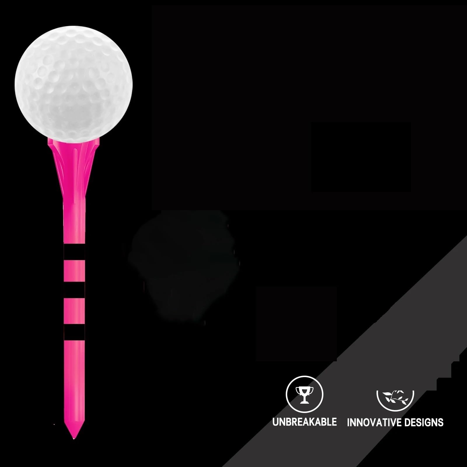 Golf Tee 100 Stück Golf-Tees aus Kunststoff, unzerbrechlich, 5 Zinken, Kopf-Tee mit Streifenmarkierungen, Langer Ballhalter, geringe Reibung, weniger Widerstand FüR Einen Idealen Abschlag