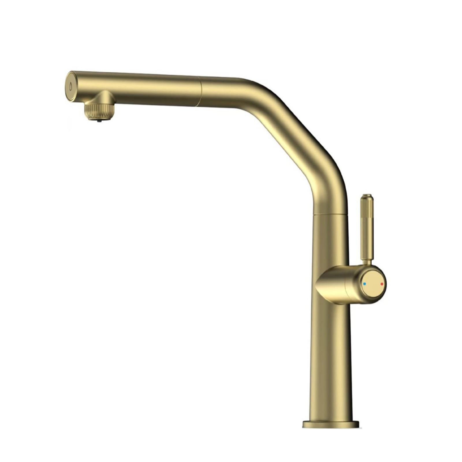 ZQFHSX 3 Way Kitchen Tap Pull Out Sink Faucet Brass Hot and Cold Water Rotation