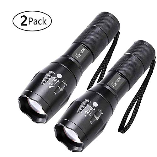 2 Pack One Mode Led Flashlights, Super Bright 1000 Lumen Zoomable Water Resistant