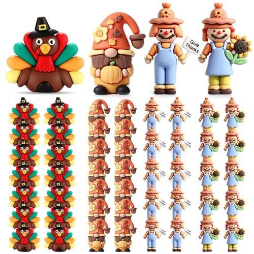 Halloscume 50 Pcs Thanksgiving Fall Mini Figurine Turkey Gnome Pumpkin...