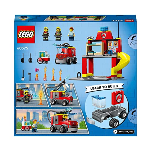 City Caserma dei Pompieri e Autopompa, Edificio da Costruire con Camion Giocattolo dei Vigili del Fuoco, Giochi per Bambini e Bambine da 4 Anni con Starter Brick, Idea Regalo di Compleanno 60375 - Lego - Immagine 8