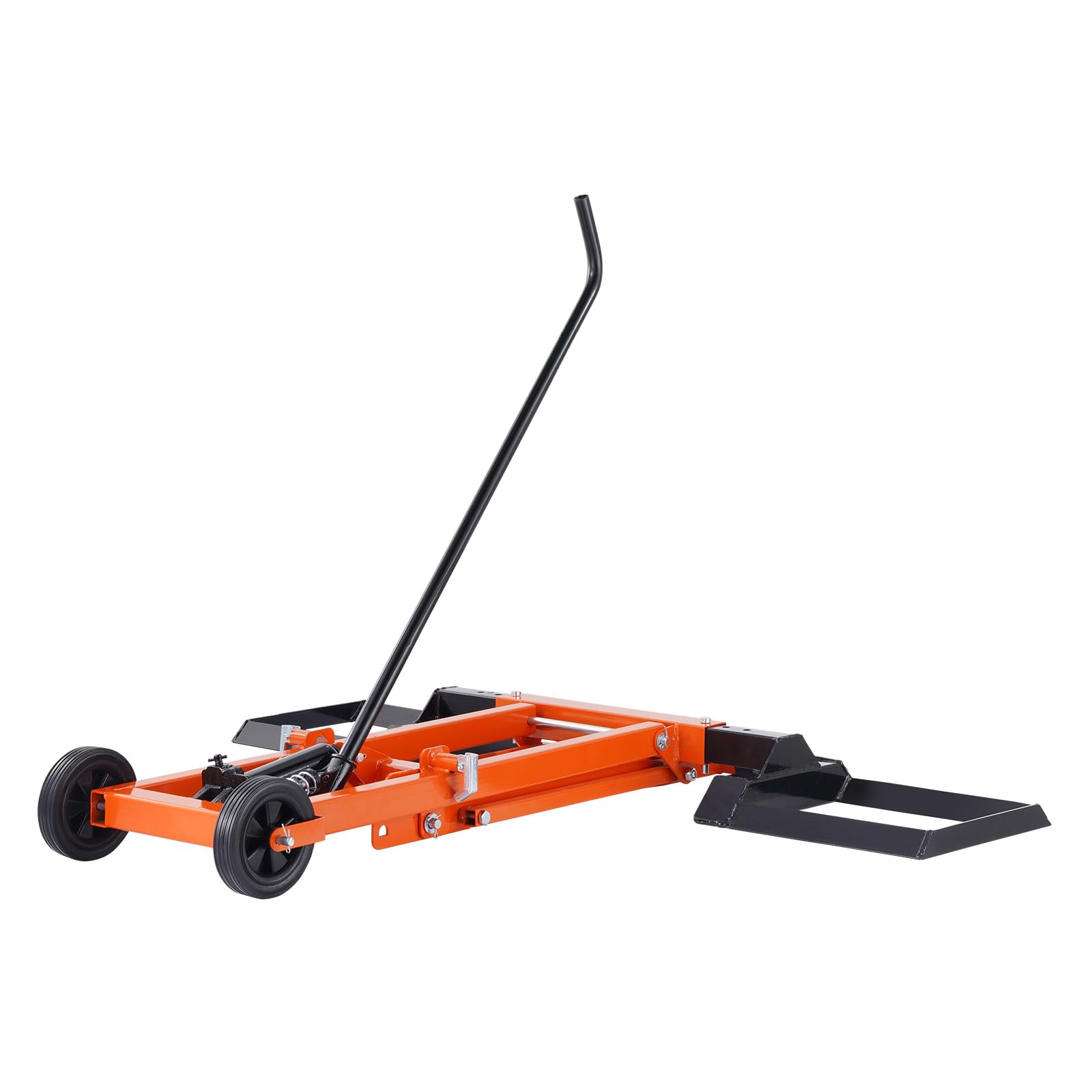 VEVOR Elevador de Cortacésped Móvil Ajustable con Gato Hidráulico, Capacidad de Peso de 225 kg, Acero al Carbono Sólido, para Tractores y Cortadoras de Césped de Giro Cero, Naranja, 1,0 x 1,0 x 0,1 m
