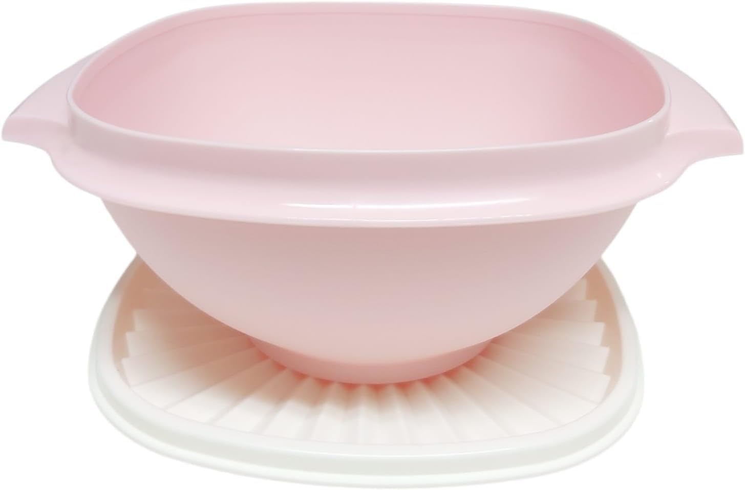 Tupperware Wonderlier - Cuenco hermético para ensalada (1,2 L, con tapa), color rosa pastel con tapa blanca