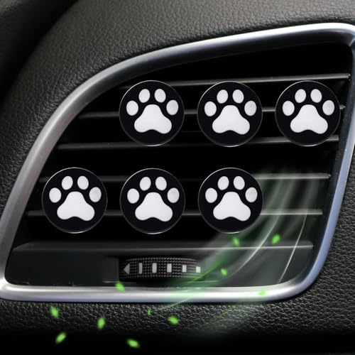 Image of 6 Pcs Black and White Dog Paws Air Vent Clips,Cute Dog paws Car Air Fresheners Vents Clips Diamond Vent Clip Car Interior Decor Charm Accessories Decoration for Women,Automotive Air Fresheners