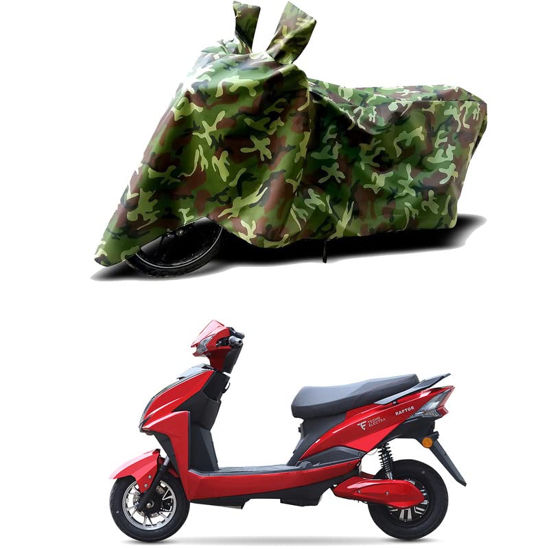 Image of 100% Water Resistant Bike Scooty Two Wheeler Body Cover Compatible for Techo Electra Raptor /UV-Rays /Heat Protection /Birds Dropping /Scratchproof /Dust Proof /Waterproof /All Varient[Green MJ]