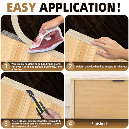 Image of GSCIT Club Oak Edge Banding, 3 /4 inch x 25ft roll of Veneer Edge Banding Preglued Flexible, Real Wood Tape Banding Plywood