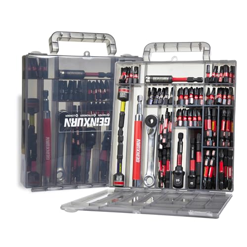 Geinxurn Lot de 99 Embouts de Vissage (Torx, Cruciforme, PZ, Hex, SL), en Acier S2 Magnétique, avec Porte-embout, Adaptateur, Clé à Douille, Mini Clé à...