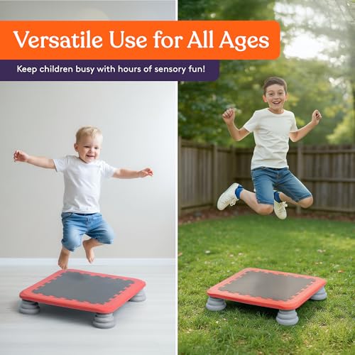 Special Supplies Kids Trampoline Rebounder Bouncing Board – Sensory Balance and Bounce Toy for Indoor and Outdoor Kids Toys - Outdoor Play Equipment (Red) by Special Supplies - Used condition - Image 5