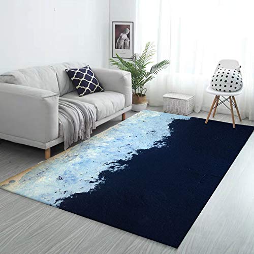 Tapis salon moderne bleu 130x180 cm antidérapant rectangulaire