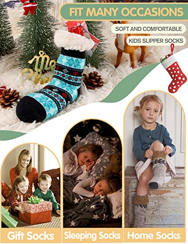 Image of MOGGEI Girls Slipper Fuzzy Socks Kids Boys Fluffy Fleece Lined Warm Plush Sherpa Winter Child Home Socks