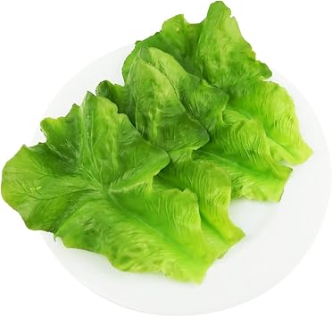 5pcs Fake Lettuce Leaves Artificial Vegetables Lettuces Simulation Plastic Lifelike for Home Kitchen Party Pub Decoration Cabinet Ornament Table Display Supermarket Photography