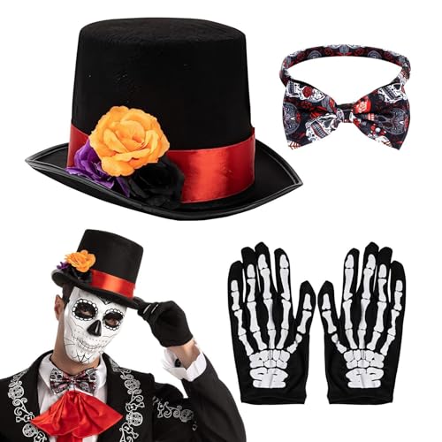 Sombreros de vestir del Día de los Muertos con acabados tradicionales rígidos