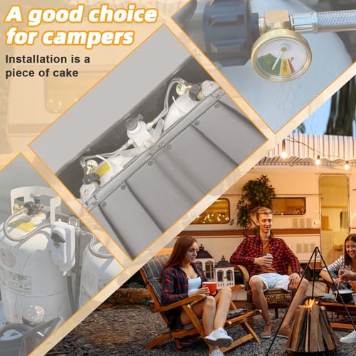 image for LONGADS 15 inch (Packs of 2) RV Propane Hoses with Gauge, Stainless St