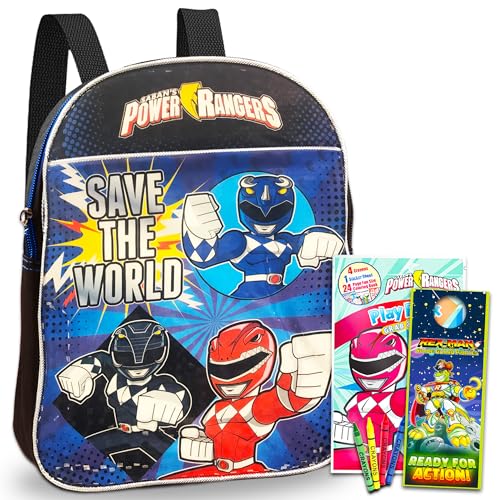 Power Rangers Backpack Preschool Boys Set with Stickers, Coloring Books and More