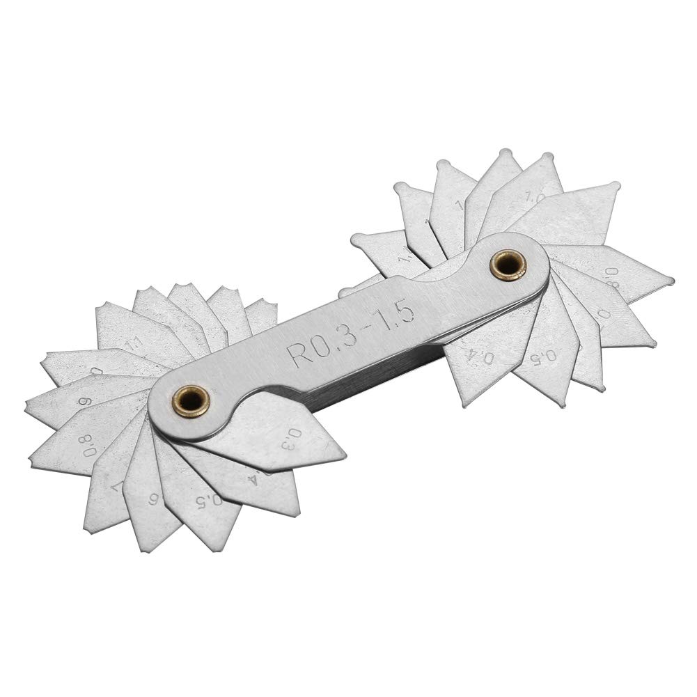 Fillet Gauge Measuring Tool,Stainless Steel Radius Fillet Gauge External Internal Concave Convex Measuring Tool(R25-50MM)