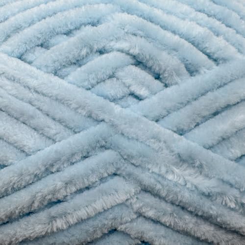 Image of Cuddly Velvet Chenille Yarn, Super Soft Fluffy Bulky for Knitting Crocheting Blanket Amigurumi, Durable for Shedding, 100 Gram (3.53 Ounces) 109 Yards (100 Meters) (Baby Blue) (3 Skeins)