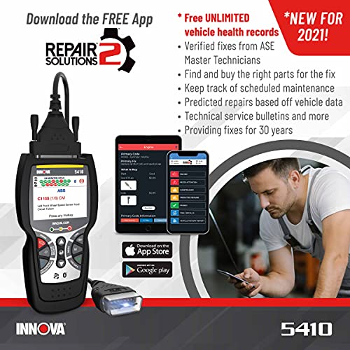 Innova 5410 All-System OBD2 Scanner Diagnostic Tool for Cars & Trucks â Automotive Scan Tools for Engine, ABS, SRS & Transmission, Bluetooth Compatible with America’s Top Car Repair App