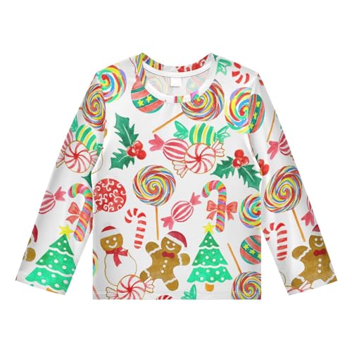 Image of Aflyko Festive Boys' Rash Guard Shirts Xmas UPF 50+ Sun Protection Swim Shirt 3-12T