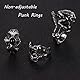 JeryWe 16 Stück Vintage Punk Ringe für Frauen Männer Gothic Ringe Schlange Drache Eule Totenkopf Ringe Hippie Biker Ringe Einstellbare Ringe Set