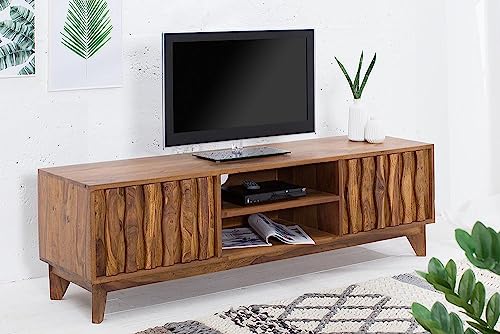 Image of Space Galaxy Solid Sheesham Wood TV Unit Stand for Living Room | Wooden Entertainment Console Cabinet with 2 Doors & Shelf Storage | Free Standing TV Table for Home, Natural (57x15.7x17.71 Inch)