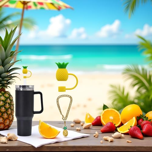 2Pcs 10mm Pineapple Straw Lid Cap Cup Accessories miniatura 4