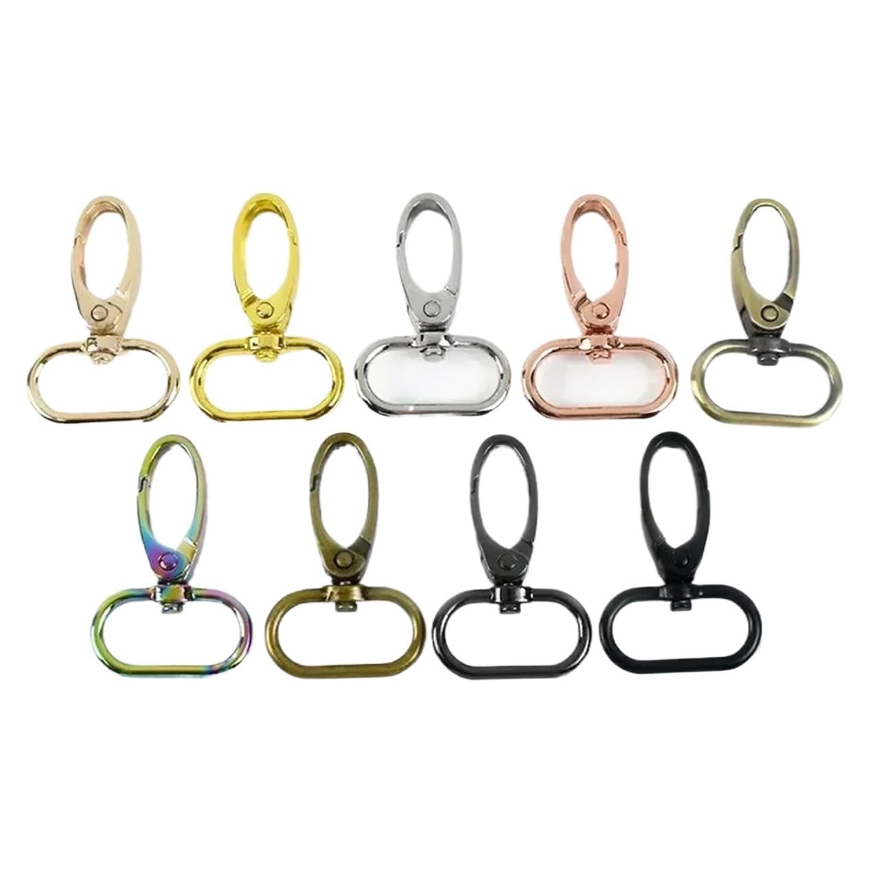 Drehbarer Karabinerhaken aus Metall | Mehrfarbige 13–38 mm drehbare Karabinerhaken, 20 Stück, for Taschen, Kragen, Gürtel, DIY(Colored,38mm-20Pcs)