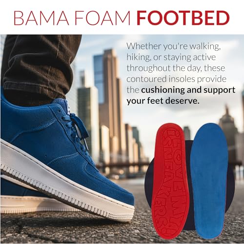Wkładki do Butów Bama Foam Footbed - Wygodne Wkładki do Butów Sportowych, Trampek i Butów Codziennych Oddychające z Dodatkową Pianką Amortyzującą 1 Para - 41/42 EUR