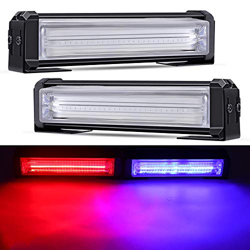 Mesllin Car Emergency Strobe Light 6' 12V 40w/Pair Flashing Warning Beacon Hazard Caution Construction Mini Light Bar for Police Truck SUV ATV UTV, Red Blue Color
