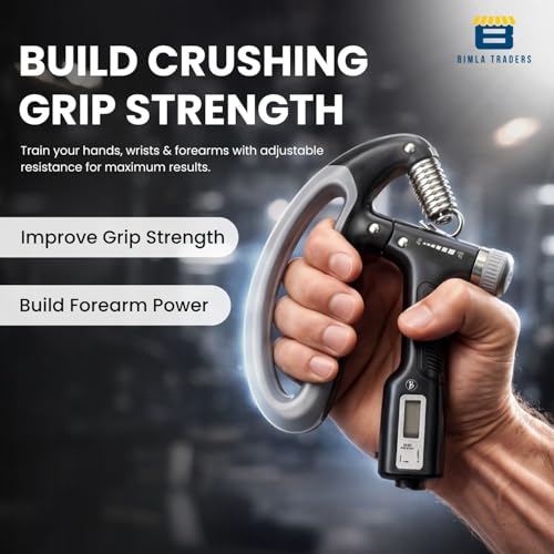 Image of CRAE Hand Gripper with Counter - Adjustable Grip Strengthener, 100 KG Capacity for Forearm, Wrist & Finger Workout Men & Women (Black)