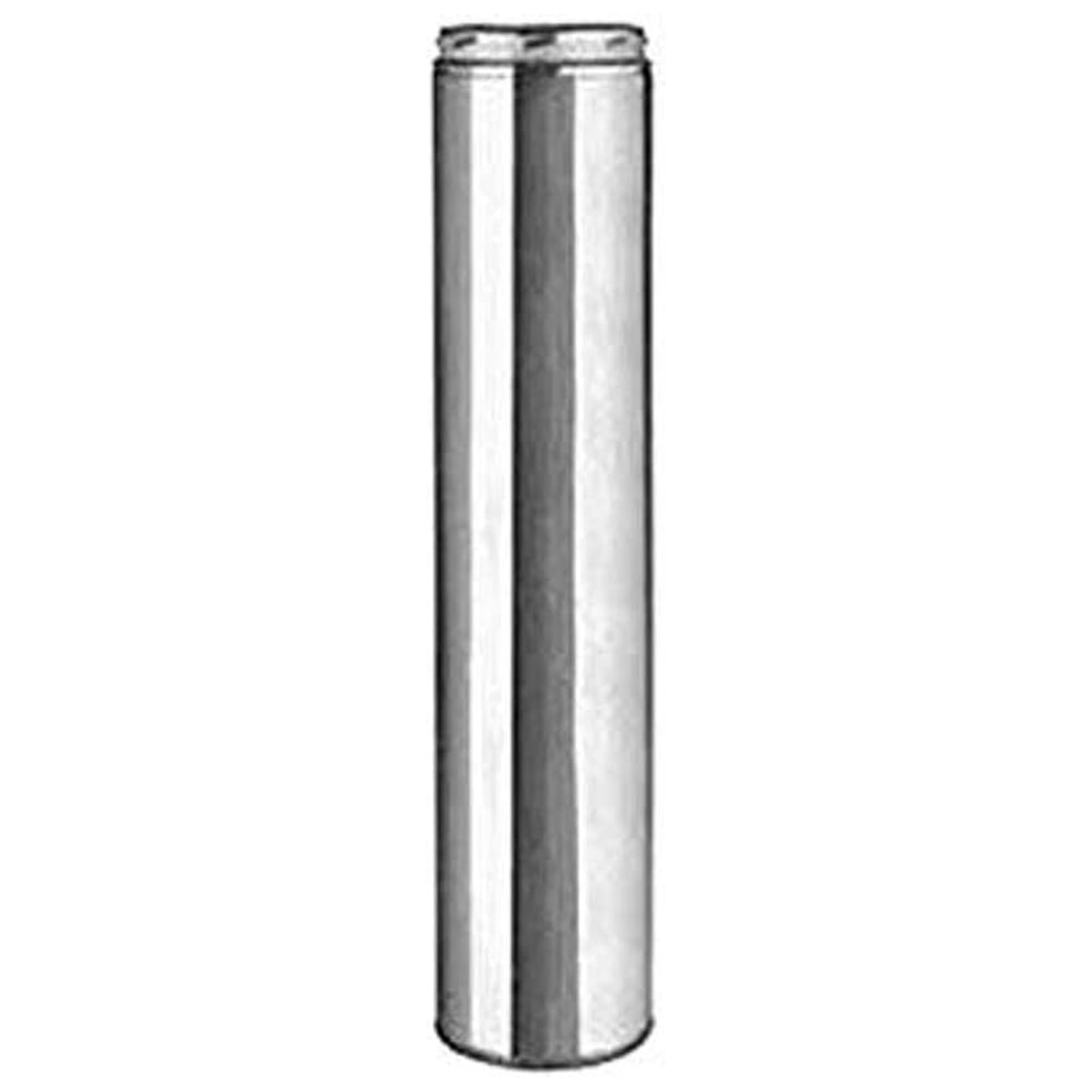 8" SureTemp 48” Long Chimney Pipe, Double Wall Stainless Steel Insulated Vent, Locking Band for Wood Stove, Fireplace, Furnace, Silver, 208148