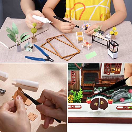 Spilay 16 Pcs Hobby Building Model DIY Tool Kit, Modeler Basic Miniature Handmade Craft Tools Set for Dollhouse Miniature Building - Image 4