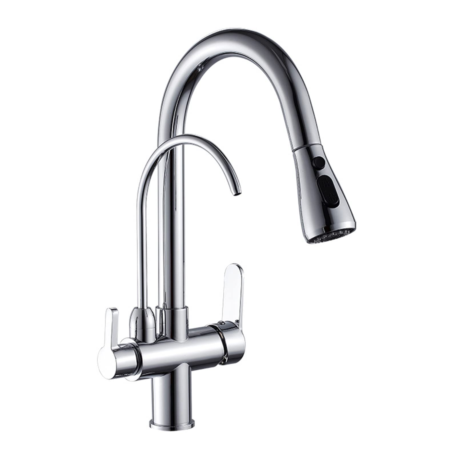 ZQFHSX Pull Out Spray Kitchen Mixer Tap with 3 in 1 Water Filter and 360° Rotatable Swivel Spout