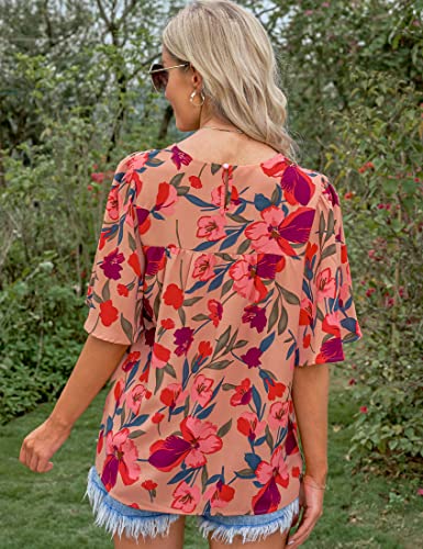 luvamia 2025 Blouses for Women Dressy Casual Floral Boho Babydoll Flowy Tops Summer Short Bell Sleeves Shirts2