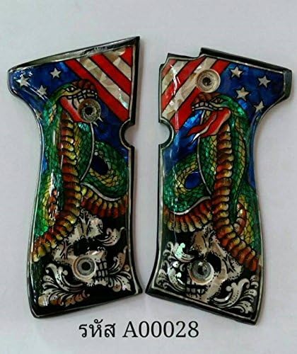 Beretta 92fs Mother of Pearl Inlay Rosewood Wood Gun Grips Accessories Bl Skull