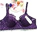 BABAOZHOUHE Women Underwear Sexy Push Up Bras 3/4 Cup Padded Lace Sheer Bra Cup Women Bra 95B Purple