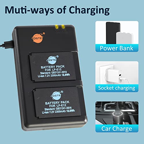DSTE 2PCS LP-E12 (2300mAh/7.2V) Batteria