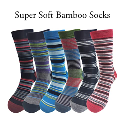 Lavencious Mens Black and Multi-Color Dress Socks, Viscose Fiber Crew Socks for Men Socks Size 10-13, 5/6 Pairs2