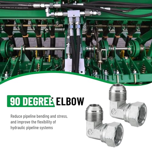 Image of 5 Pack 90 Degree Elbow JIC 37 Hydraulic Fittings: 3 /4 inch JIC Male x 3 /4 inch JIC Female, with Protection Cover Hydraulic Hose Swivel Crimp Fittings | 5 Pack Carbon Steel Hydraulic Hose Swivel Crimp Adapters with Protective Cover for Hydraulic Assembly System - 6500-12-12