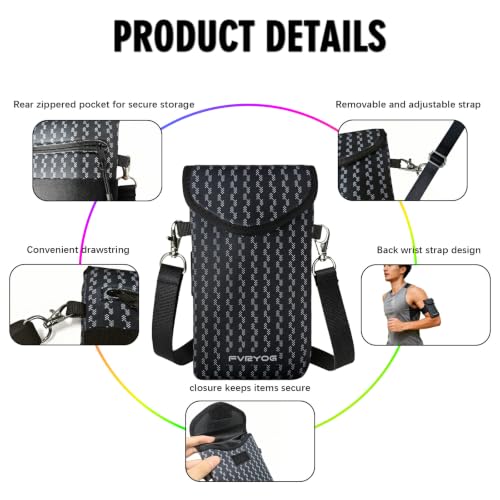 Image of Neoprene Phone Sleeve Pouch Case Bag for Men Women w /Crossbody Strap /Neck Lanyard for iPhone 17 /16 /15 /14 Pro Max, Samsung S25,Pixel 10