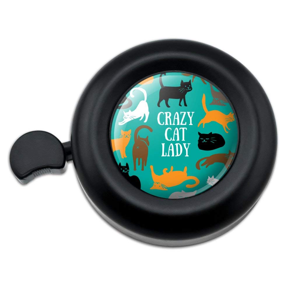 GRAPHICS & MORE Crazy Cat Lady Teal Orange Black Brown Bicycle Handlebar Bike Bell