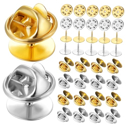 LIFKOME 60Sets Locking Pin Backs for Enamel Pins Badge Backs Durable Material Easy Installation for Crafting Brooches and Badges