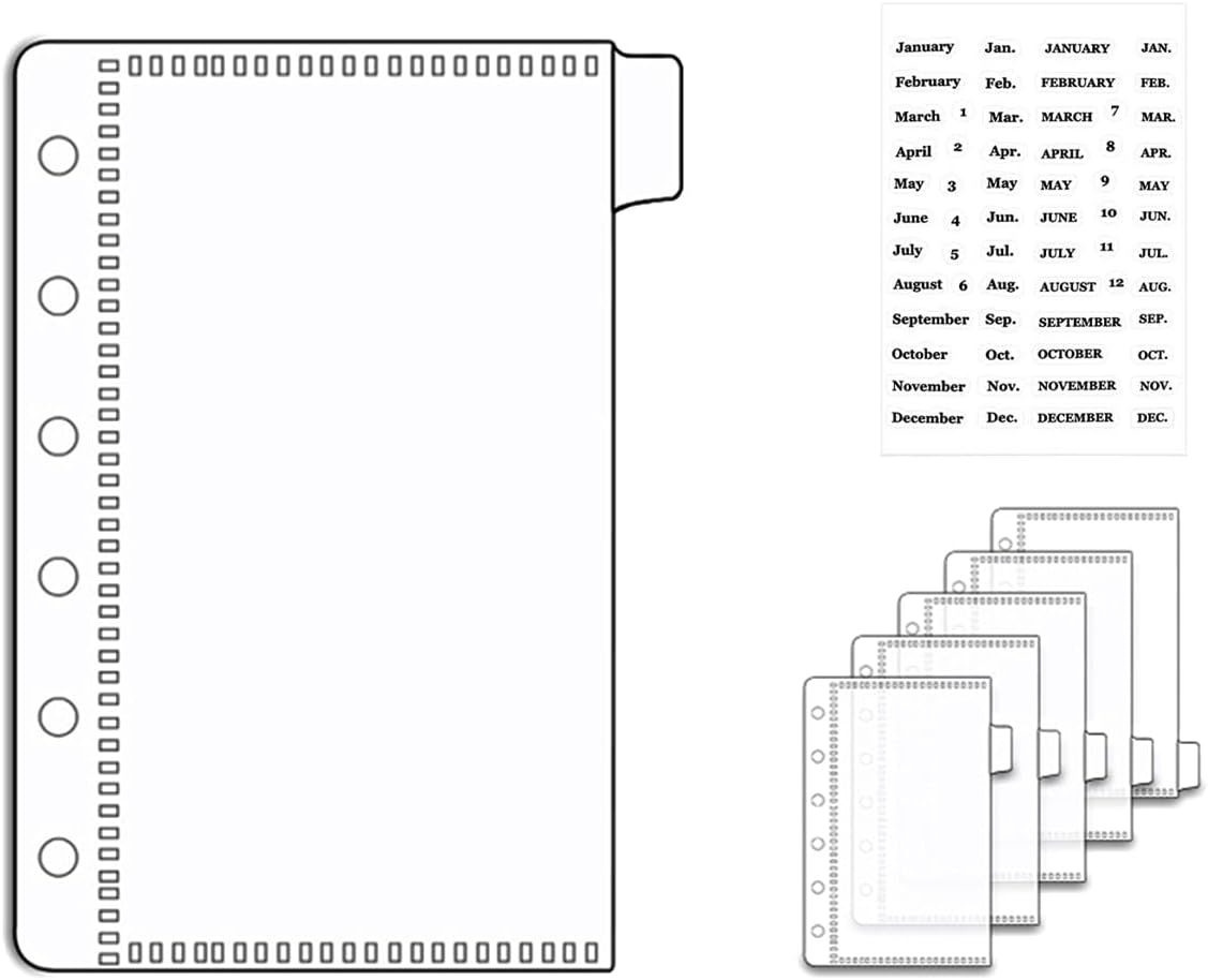 NatSumeBasic 6 A7 Binder Pockets Dividers Zipless 6 Tab Cash Stuffing Envelop...