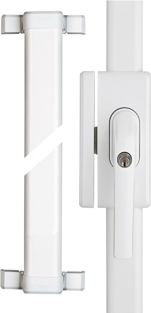 Abus Fos650 Al0125 Spranga con Blocco, Serratura a Spinta con Cilindro per Finestre, Chiave Maestra, Livello di Sicurezza: 10, 73003, Bianco | Cilindro di pressione nel manico, livello di sicurezza 10, regolazione mandrino 31-37 mm, per plastica, allumini