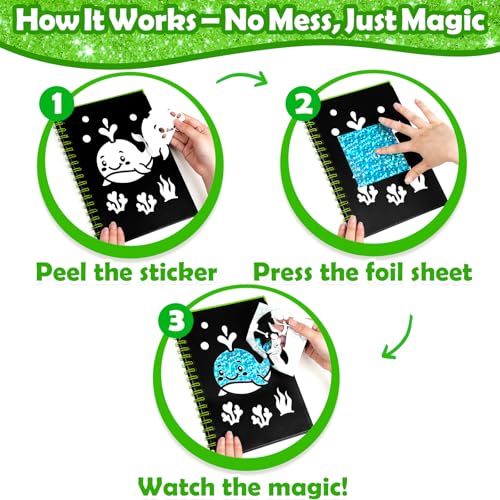 Image of FUNNYB&G Mess-Free Foil Art Craft for Kids Ages 4-10, Kids Birthday Gift