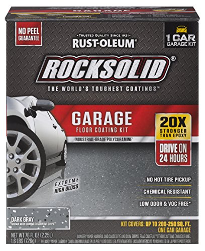 Rust-Oleum 317286 RockSolid 1 Car Garage Floor Coating Kit, Dark Gray