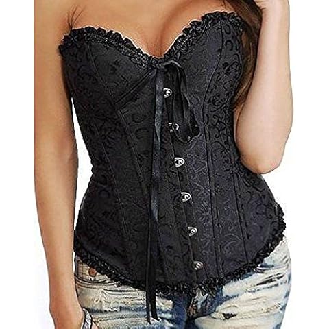 619 - Plus Size Lace Up Ribbon Ties Underbust Openbust Bustier Bridal Lingerie Top Corset - - 8X Cover